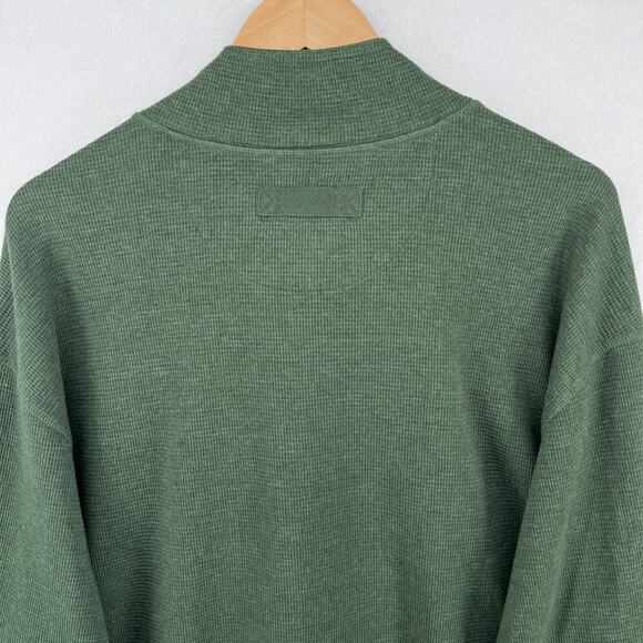 DULUTH TRADING Shirt Mens 2XL Waffle Thermal Mock Henley Cotton Blend Green - Picture 5 of 12